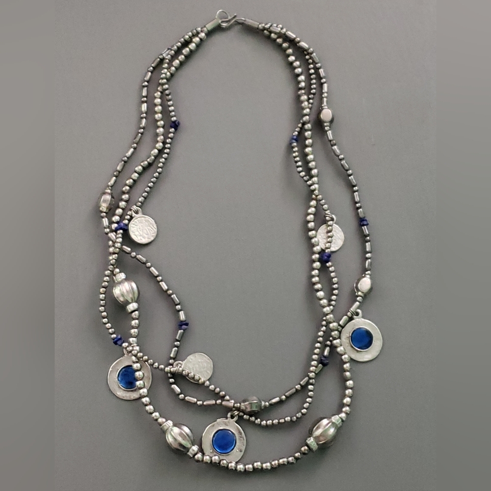 Silver Multi Strand Necklace 20"